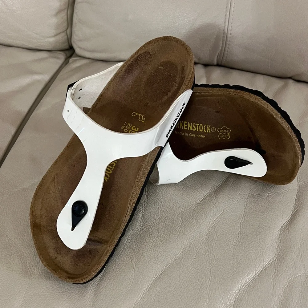 Birkenstock White and Brown Sandals - Picture 1 of 8